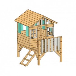 Maison enfant Rose Surélevée Lollipop avec tobogan de Masgames MA800531 | Piscineshorssolweb
