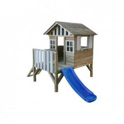 Masgames Lollipop Maison de jeu en bois surélevée blanche avec toboggan MA800537 | Piscineshorssolweb