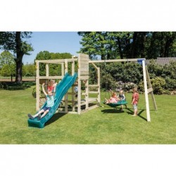 Aire De Jeux Crossfit Avec Double Balançoire Et Toboggan Masgames Ma811901