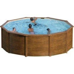 Piscine Ronde Gre Imitation Bois Mauritius. 350 X 132 Cm