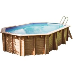 Piscine ovale en bois de bambou 2 de 535 x 335 x 136 cm Gre WPBAMB2