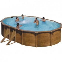 Piscine Ovale Imitation Bois. 610 X 375 X 120 Cm Gre Kit610w