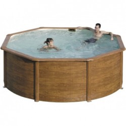 Piscine Ronde Imitation Bois Pacific. 350 X 120 Cm